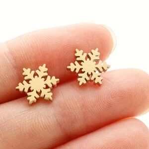 Classic Snowflake Gold Toned Stud Earrings